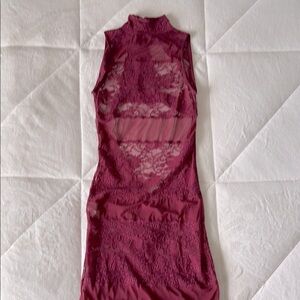 Burgundy Lace Sleeveless Dress
